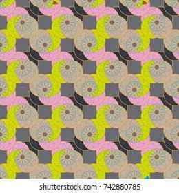 New color seamless pattern with many flower.