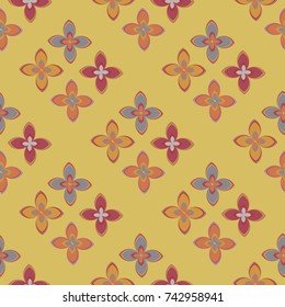 New color seamless pattern with many flower.