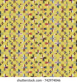 New color seamless pattern with many flower.