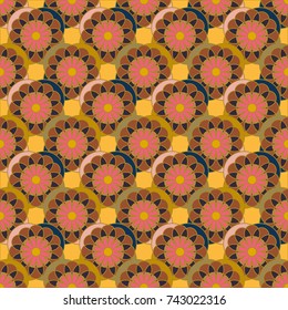 New color seamless pattern with many flower.