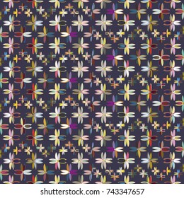 New color seamless pattern with many flower.