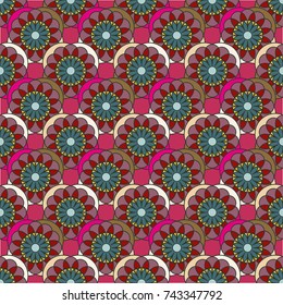 New color seamless pattern with many flower.