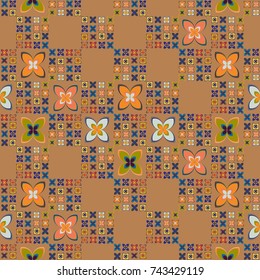 New color seamless pattern with many flower.