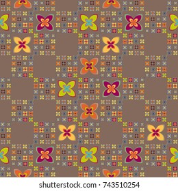 New color seamless pattern with many flower.