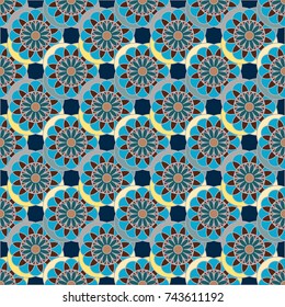New color seamless pattern with many flower.