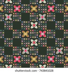 New color seamless pattern with many flower.
