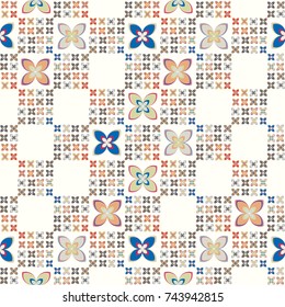 New color seamless pattern with many flower.