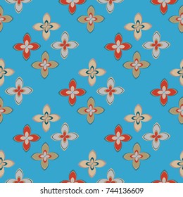 New color seamless pattern with many flower.
