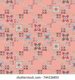 New color seamless pattern with many flower.