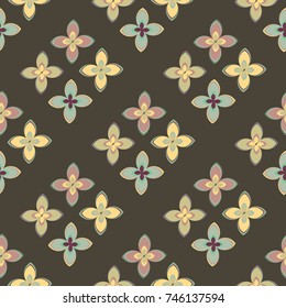 New color seamless pattern with many flower.