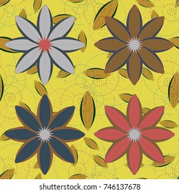 New color seamless pattern with many flower.