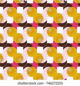 New color seamless pattern with many flower.