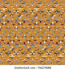 New color seamless pattern with many flower.