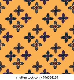 New color seamless pattern with many flower.