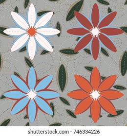 New color seamless pattern with many flower.