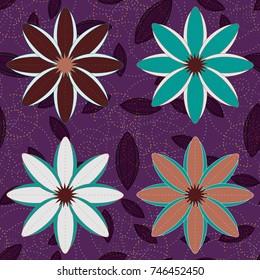 New color seamless pattern with many flower.