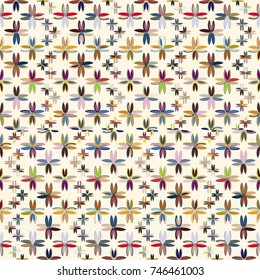 New color seamless pattern with many flowers.