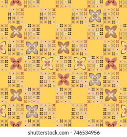 New color seamless pattern with many flower.