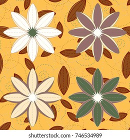 New color seamless pattern with many flower.