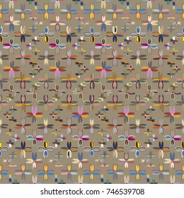 New color seamless pattern with many flower.