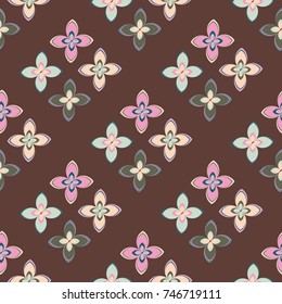 New color seamless pattern with many flower.