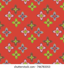 New color seamless pattern with many flower.