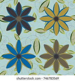 New color seamless pattern with many flower.