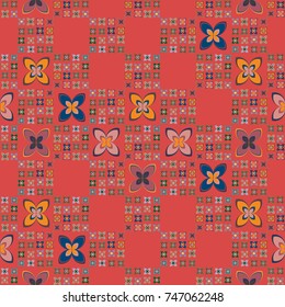 New color seamless pattern with many flower.
