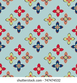 New color seamless pattern with many flower.
