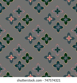 New color seamless pattern with many flower.