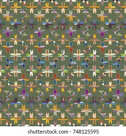 New color seamless pattern with many flower.
