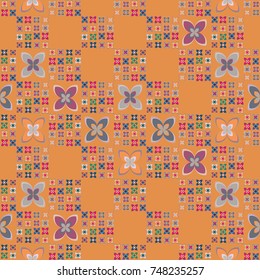 New color seamless pattern with many flower.
