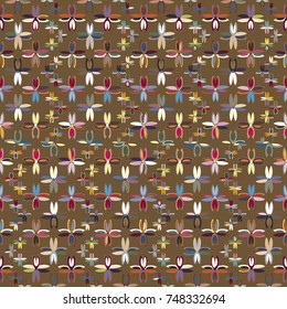 New color seamless pattern with many flower.
