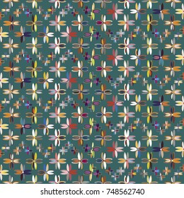 New color seamless pattern with many flower.