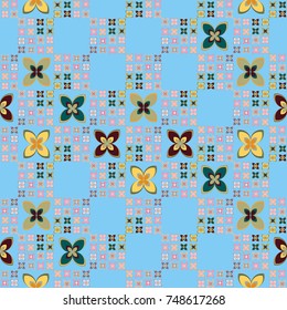 New color seamless pattern with many flower.