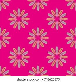 New color seamless pattern with many flower.