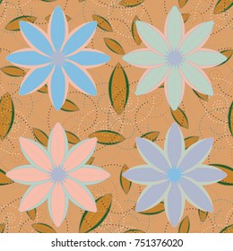 New color seamless pattern with many flower.