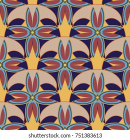 New color seamless pattern with many flower.