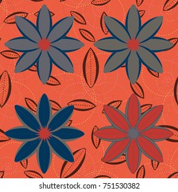 New color seamless pattern with many flower.