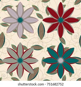 New color seamless pattern with many flower.