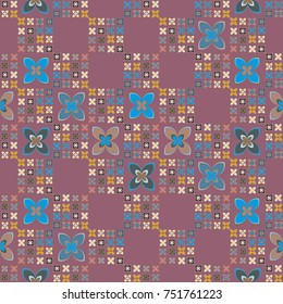 New color seamless pattern with many flower.