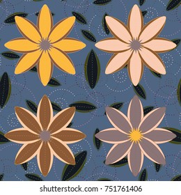 New color seamless pattern with many flower.