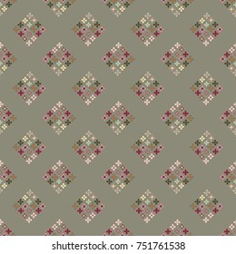 New color seamless pattern with many flower.