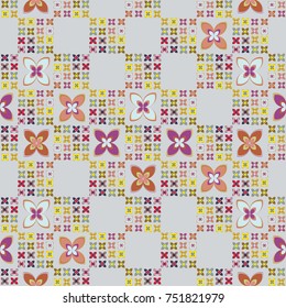 New color seamless pattern with many flower.