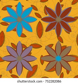 New color seamless pattern with many flower.