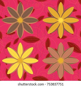 New color seamless pattern with many flower.