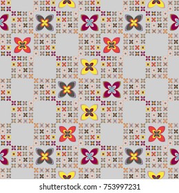 New color seamless pattern with many flower.