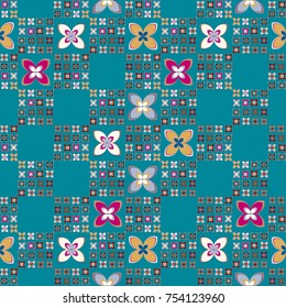 New color seamless pattern with many flower.