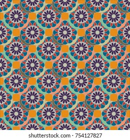 New color seamless pattern with many flower.