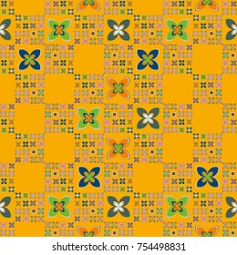 New color seamless pattern with many flower.